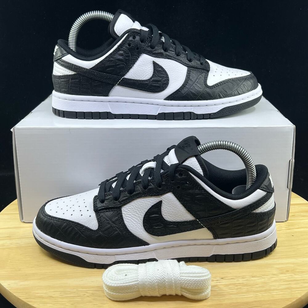 Nike Dunk low ID Women’s Size 7 Black Gatorskin Skate Shoes Shoes HM9622 900